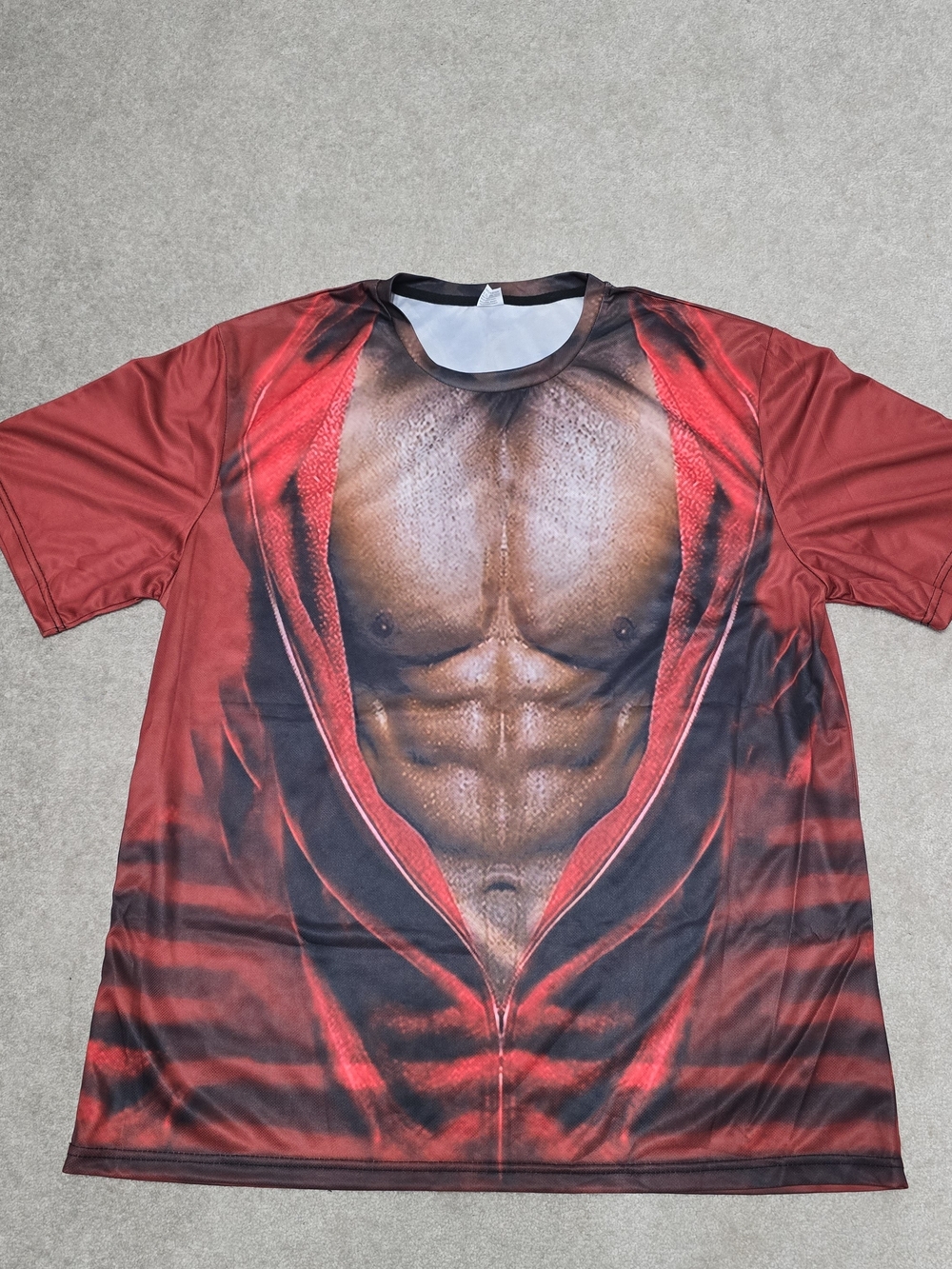 New Men's Red Graphic T Shirt with Muscle Torso Print Size 3XL